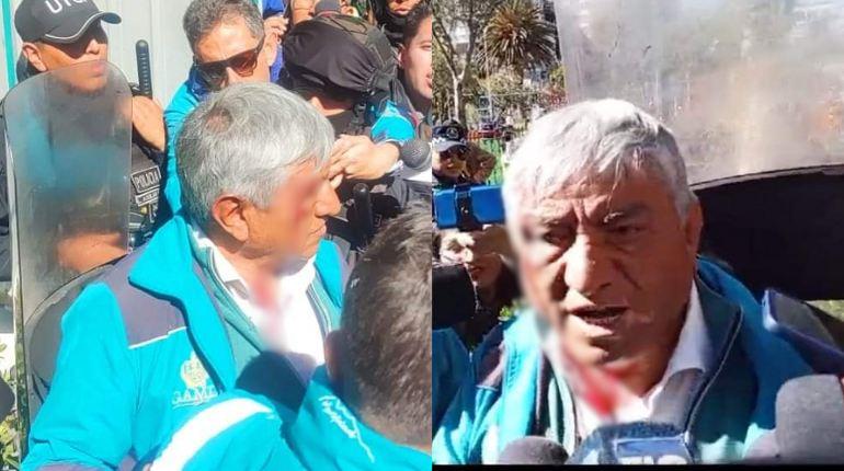 Evistas apedrean y hieren al alcalde paceño en la plaza Abaroa