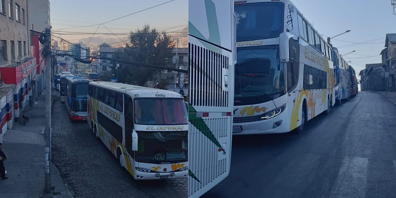 Buses interdepartamentales enfrentan largas filas por falta de diésel en La Paz