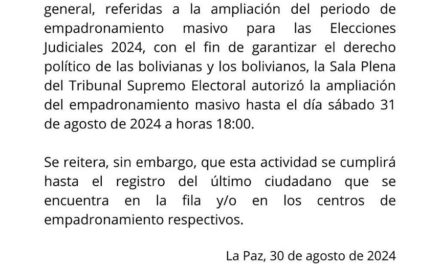 El TSE amplía el empadronamiento hasta este sábado con la orden de inscribir hasta el último de la fila