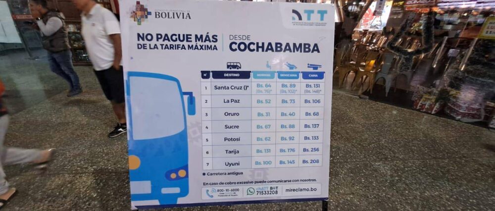 La ATT recuerda tarifas máximas para pasajes de buses interdepartamentales