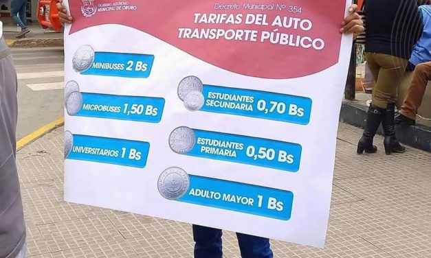 Oruro oficializa nuevas tarifas para el transporte público: Autoridades refuerzan controles para evitar abusos