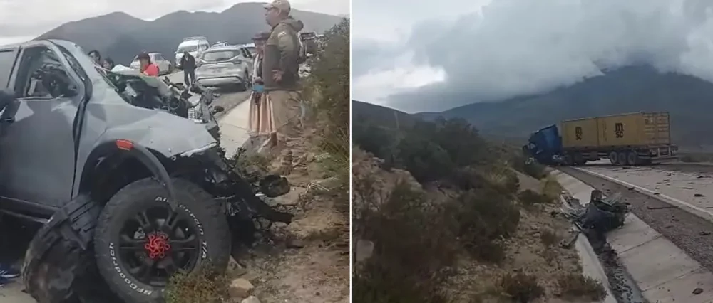 Pareja fallece en colisión entre tráiler y camioneta en la ruta a Chile