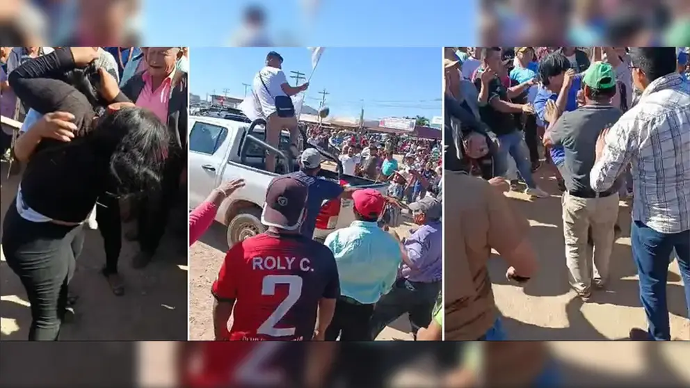 Suspenden proclama de Andrónico en San Julián tras peleas, petardos y pedradas