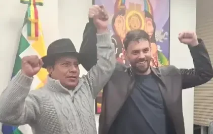 Eduardo Del Castillo y Milán Berna, de la Csutcb, son presentados como binomio del MAS