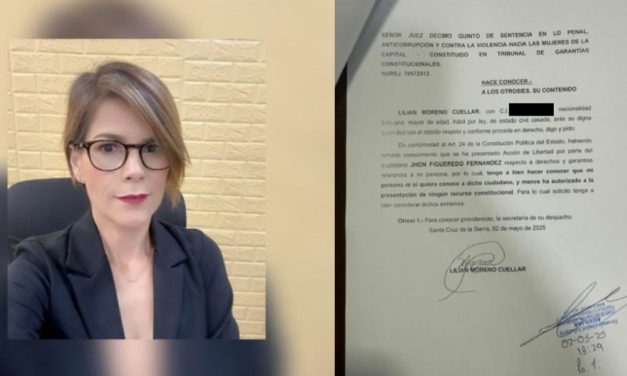 La jueza Lilian Moreno rompe el silencio en contacto con EL DEBER: “Esta acción es totalmente malintencionada, porque yo no la he presentado”