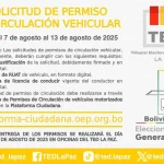 A partir de este jueves y por 7 días se podrá tramitar el permiso de circulación vehicular para las elecciones