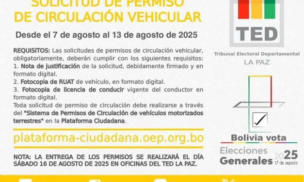 A partir de este jueves y por 7 días se podrá tramitar el permiso de circulación vehicular para las elecciones