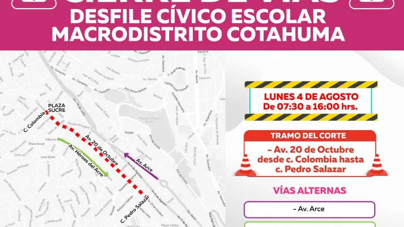 La Paz cierra calles por desfiles escolares cívicos