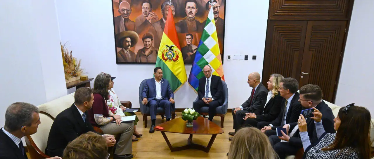 Arce se compromete a “asegurar una transición democrática” tras reunirse con delegaciones de la OEA y UE