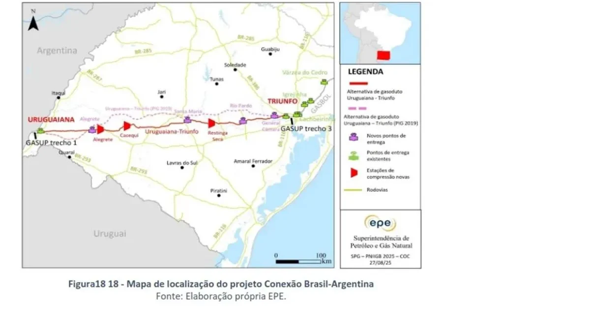 Sin pasar por ductos bolivianos, Brasil apuesta por Uruguaiana para importar gas de Vaca Muerta