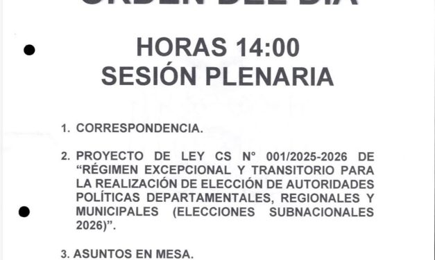 Cámara de Diputados agenda para este martes el tratamiento del proyecto de ley de elecciones subnacionales 
