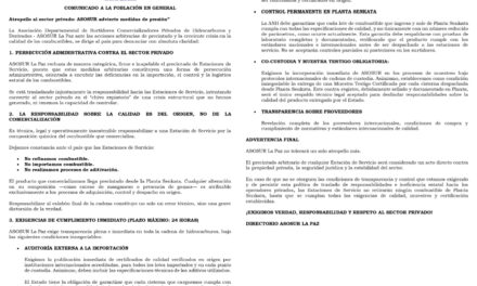 ASOSUR denuncia “persecución administrativa” y rechaza ser “chivo expiatorio” por la calidad de combustibles