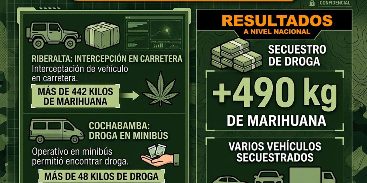 Más de 490 kilos de marihuana incautados en operativos simultáneos en el país