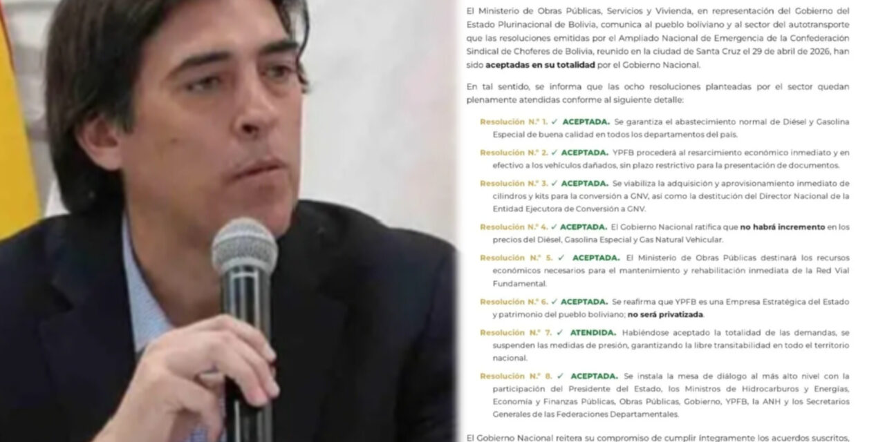 Gobierno afirma que cumplió demandas y vuelve a convocar a choferes al diálogo