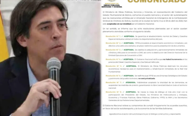 Gobierno afirma que cumplió demandas y vuelve a convocar a choferes al diálogo