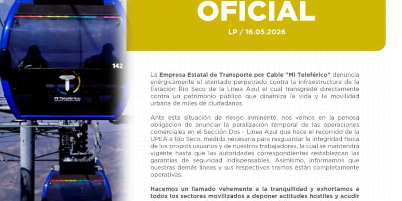 Ataques a estación de Mi Teleférico obligan a suspender operaciones en tramo de la Línea Azul