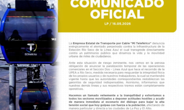 Ataques a estación de Mi Teleférico obligan a suspender operaciones en tramo de la Línea Azul