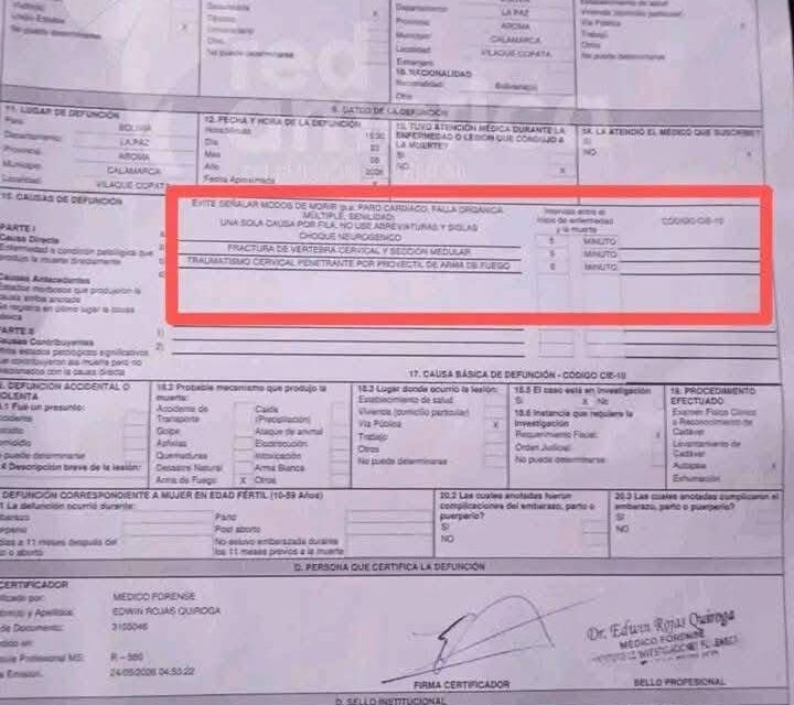 Certificado forense confirma muerte de joven con un disparo en Vilaque