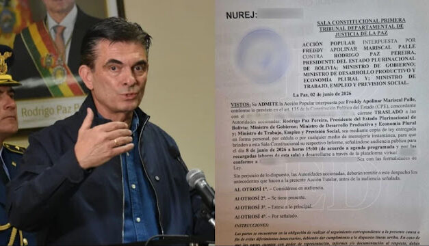ADMITEN ACCIÓN POPULAR CONTRA RODRIGO PAZ Y TRES MINISTROS POR OMISIÓN ANTE LOS CONFLICTOS