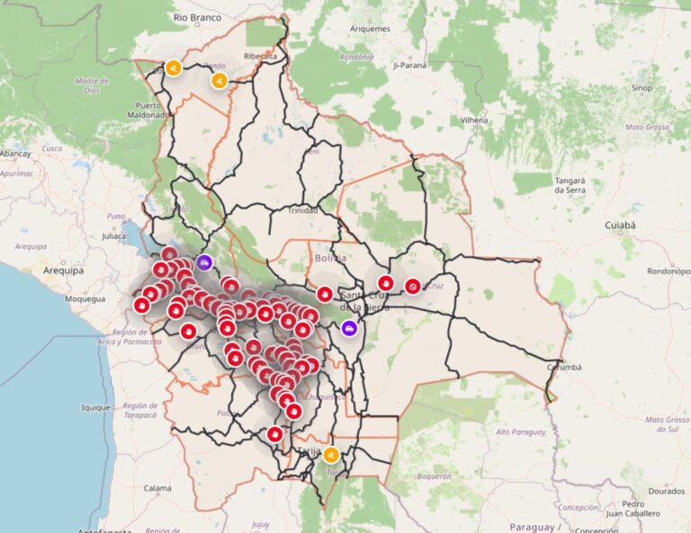 ABC reporta 90 puntos de bloqueo, Cochabamba concentra el mayor número